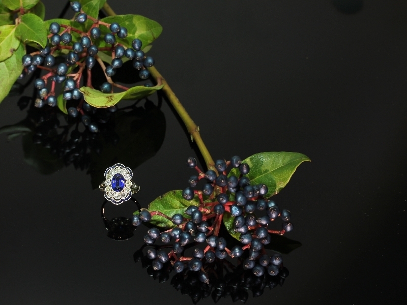 Splendid Belle Epoque Art Deco sapphire and diamonds antique engagement ring from the antique jewelry collection of adin at www.adin.be